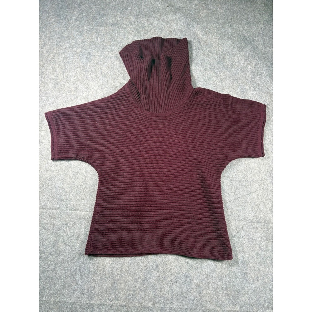 Coldwater Creek Burgundy Knit Turtle Neck Short Sleeve Sweater Women's M